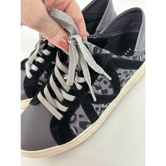 Sanctuary Dash Sneakers Grey Black Leather Camo 8 Convertible to Mules Lace Up - Picture 1 of 9